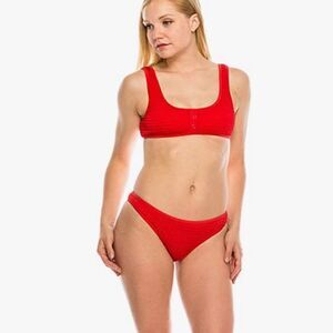 Kendall & Kylie Henely Red Rouched 2 Piece Swimwear Set  Size Large